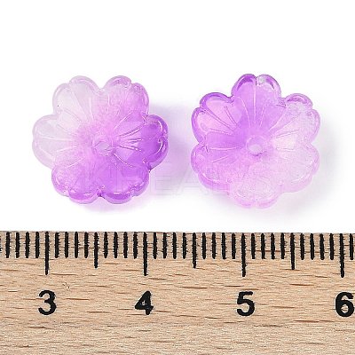 Transparent Spray Paint Glass Bead Caps GLAA-H035-04I-1