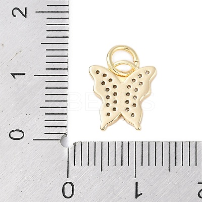 Rack Plating Brass Micro Pave Clear Cubic Zirconia Charms KK-Z060-05G-02-1