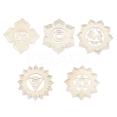 1 Set DIY Unfinished Bohemian Meditation Energy Symbol Wood Pendant Decoration Kits DIY-CA0005-60-1