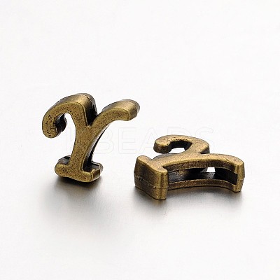 Tibetan Style Antique Bronze Plated Alloy Letter Slide Charms PALLOY-J542-Y-NF-1