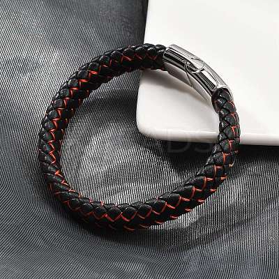 Braided Microfiber Leather Cord Bracelets for Men BJEW-Z081-14P-1