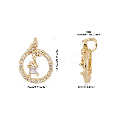 2Pcs Brass Micro Pave Cubic Zirconia Pendants KK-TA0002-95-1