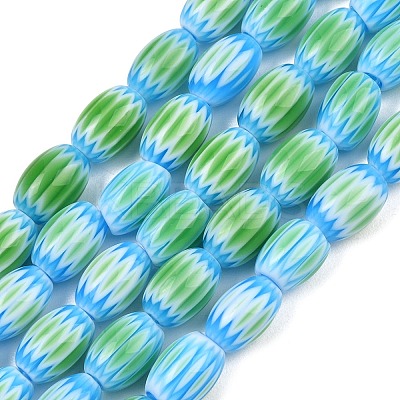Handmade Millefiori Glass Oval Bead Strands LK-Z001-01B-03-1