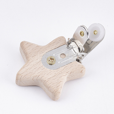 Beech Wood Baby Pacifier Holder Clips WOOD-T015-19-1