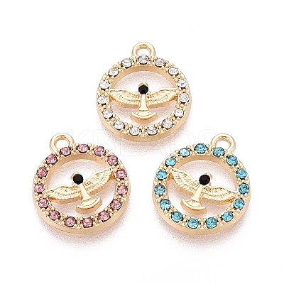 Rack Plating Alloy Rhinestone Pendants PALLOY-T091-22M-G-1