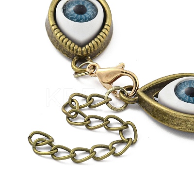 Retro Eye Alloy & Resin Link Bracelets for Women LS-BJEW-G705-01AB-1