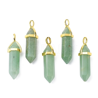 Natural Green Aventurine Pointed Pendants G-G025-01G-09-1