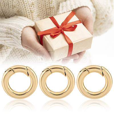 10Pcs Brass Spring Gate Rings KK-BBC0022-07B-1