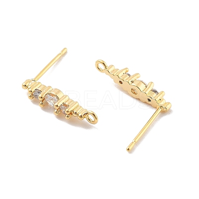 Brass Clear Cubic Zirconia Stud Earring Findings KK-A238-02C-G-1