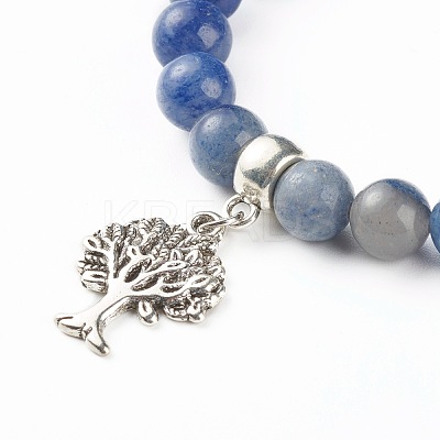 Natural Mixed Stone Round Beads Stretch Bracelet for Girl Women BJEW-JB06930-1