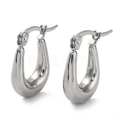 Non-Tarnish 304 Stainless Steel Oval Hoop Earrings for Women EJEW-P234-09P-1