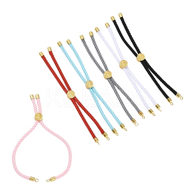 6Pcs 6 Colors Twisted Nylon Cord Silder Bracelets DIY-FS0008-93-1