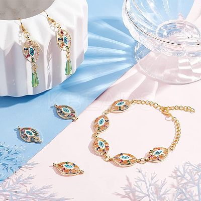 10Pcs Brass Colorful Cubic Zirconia Connector Charms FIND-HY0001-23-1
