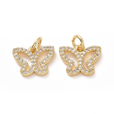 Brass Cubic Zirconia Charms ZIRC-I062-21G-1
