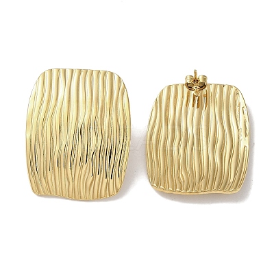 Stripe Rectangle 304 Stainless Steel Stud Earrings for Women EJEW-I303-05G-1