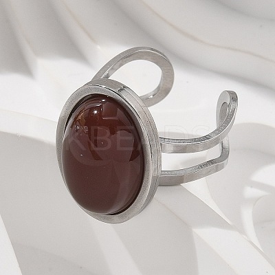 Oval Natural Carnelian Finger Rings RJEW-M062-02P-04-1
