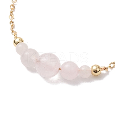 Round Natural Rose Quartz Beaded Bracelats BJEW-JB12806-01-1