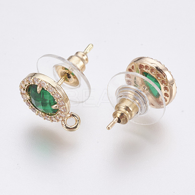 Faceted Glass Stud Earring Findings GLAA-F084-B02-1