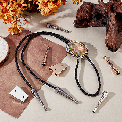 6Pcs 3 Colors Retro Alloy Cord Ends FIND-GA0004-76-1