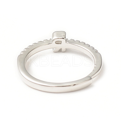Clear Cubic Zirconia Initial Letter Adjustable Ring RJEW-C052-01P-R-1
