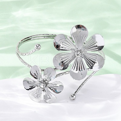Flower Alloy Arm Cuff Bangles for Girl Women AJEW-A063-01A-P-1