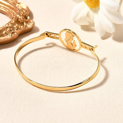 201 Stainless Steel Flat Round Link Bangles for Women LS-BJEW-R014-01G-05-1