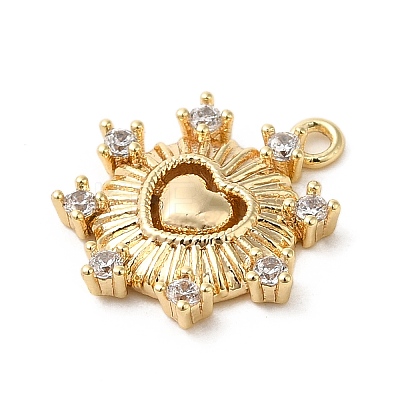 Brass Micro Pave Cubic Zirconia Charms KK-D091-01G-1