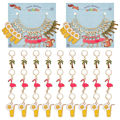Summer Theme Alloy Enamel Pendant Locking Stitch Markers HJEW-AB00174-1