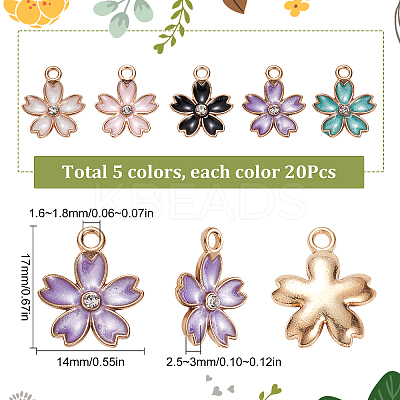 100Pcs 5 Style Alloy Enamel Pendants ENAM-SC0003-41-1