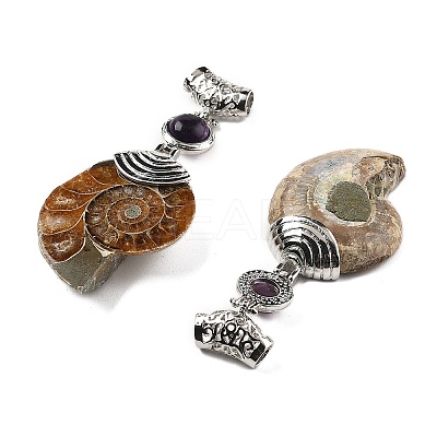 Natural Amethyst Fossil Snail Pendants G-F062-16-1