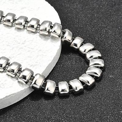 304 Stainless Steel Rectangle Link Chain Braceletes for Women BJEW-R022-01P-1