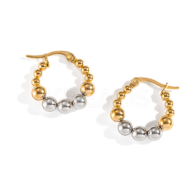 Stainless Steel Two Tone Round Hoop Earrings LS-FN9232-1