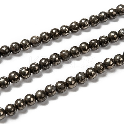 Natural Pyrite Beads Strands X-G-L031-4mm-01-1