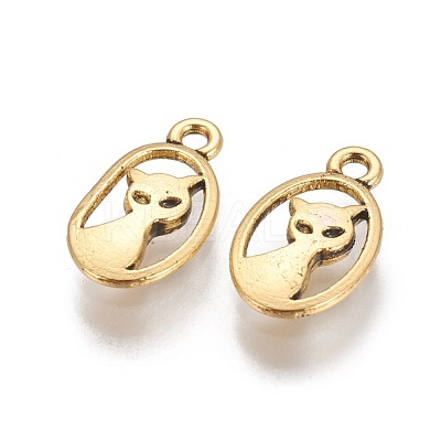 Tibetan Style Alloy Kitten Pendants TIBEP-R219-AG-LF-1