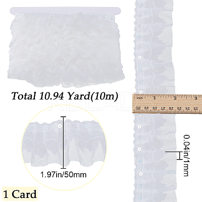 10M Polyester Flower Lace Ribbon with Paillettes OCOR-GF0003-34C-1
