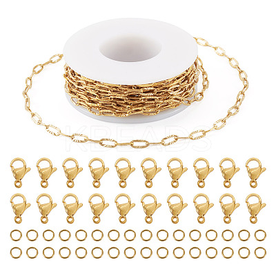 DIY 304 Stainless Steel Paperclip Chains Bracelet Necklace Making Kit DIY-TA0009-54-1