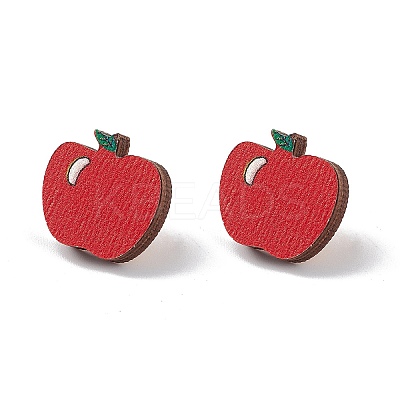 Natual Wood Easter Stud Earrings EJEW-C013-02G-1