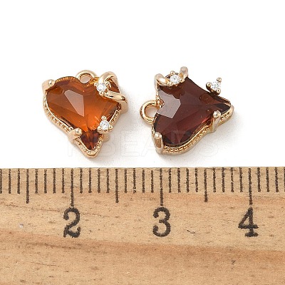 Brass Micro Pave Cubic Zirconia with Glass Charms KK-G517-11G-1
