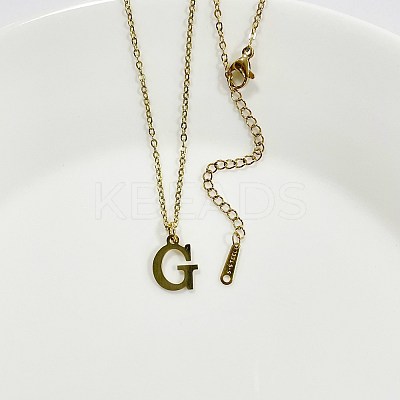 304 Stainless Steel Letter Pendant Necklaces NJEW-WH0027-26G-G-1