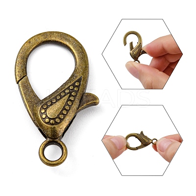 Tibetan Style Alloy Lobster Claw Clasps PALLOY-O027-AB01-1