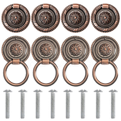 8Pcs Flower Zinc Alloy Cabinet Handles AJEW-FH0006-30B-1