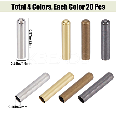 80Pcs 4 Colors Brass Aglets for Shoelaces KK-GF0001-16-1