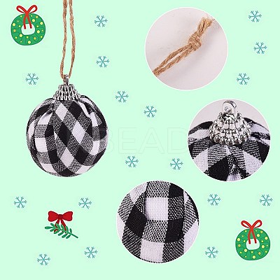 12Pcs 2 Colors Foam and Plastic with Cloth Ball Christmas Tree Decorations DIY-SZ0003-81-1