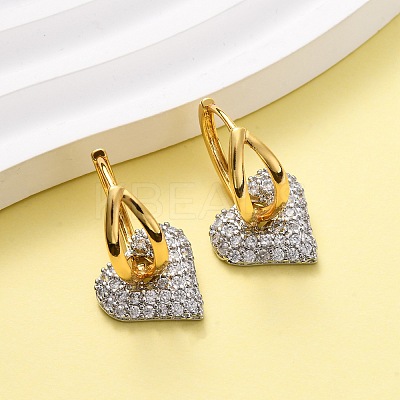 Brass Micro Pave Clear Cubic Zirconia Hoop Earrings EJEW-D322-08PG-02-1