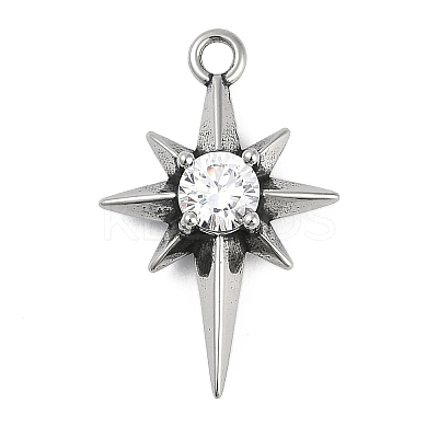 316 Surgical Stainless Steel Micro Pave Cubic Zirconia Pendants LS-STAS-G349-01AS-02-1