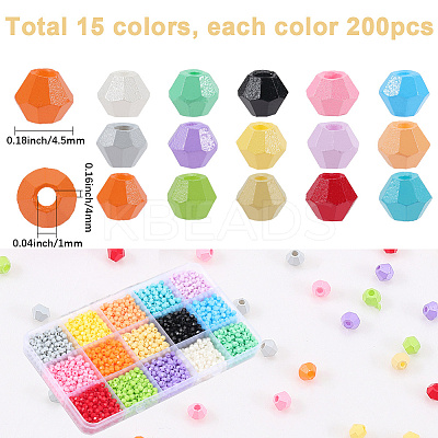3000Pcs 15 Colors Baking Paint Glass Seed Beads SEED-SP0001-06B-1
