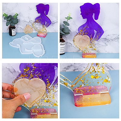 Mother's Day Pregnant Woman Photo Frame Silicone Bust Statue Molds DIY-F065-04-1
