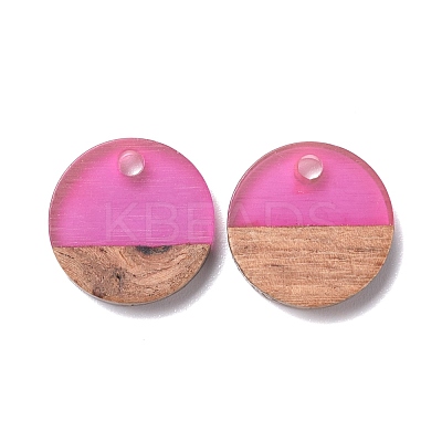 8 Colors Resin & Walnut Wood Pendants RESI-X0001-30A-1
