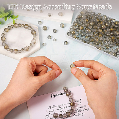 300Pcs Frosted Transparent Glass Beads GLAA-TA0002-78C-1