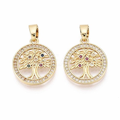Brass Micro Pave Cubic Zirconia Pendants KK-T071-93G-1